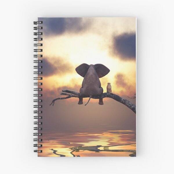 Item preview, elephant and dog are sitting on a tree fleeing a flood designed and sold by Mike Kiev art.