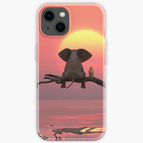elephant and dog are sitting on a tree iPhone Soft Case