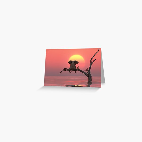 Item preview, elephant and dog are sitting on a tree designed and sold by Mike Kiev art.