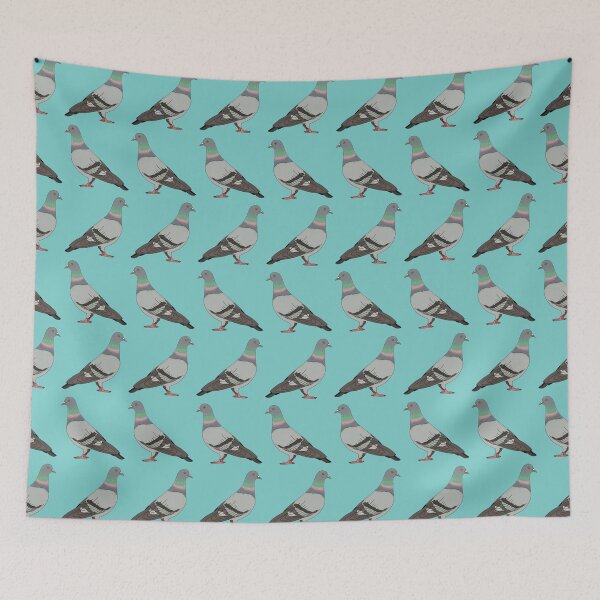Item preview, pigeon walk 2020, blue background designed and sold by Naty Design Prague.