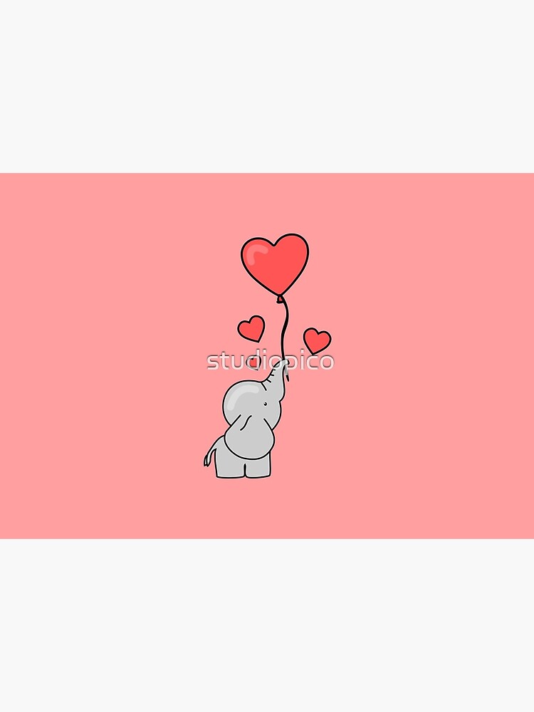Sweet Little Elephant with Heart Balloon by studiopico