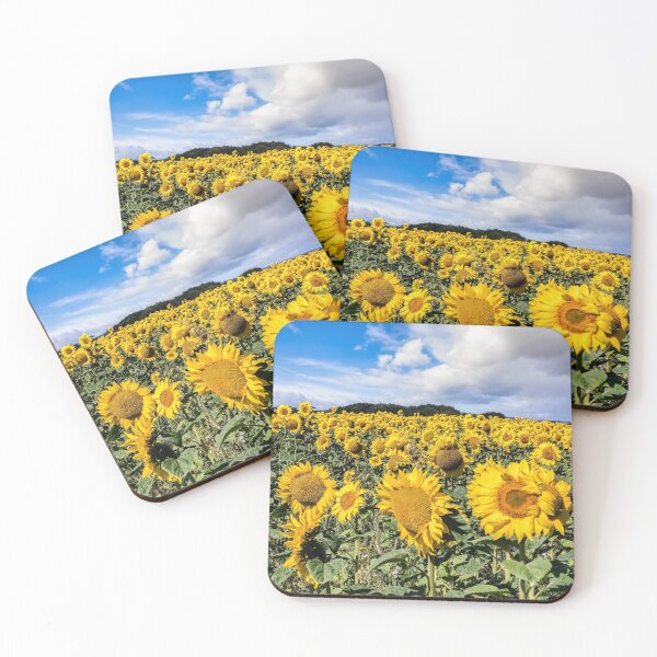 Item preview, Field Of Sunflowers With A Blue Sky And Clouds designed and sold by manateevoyager.