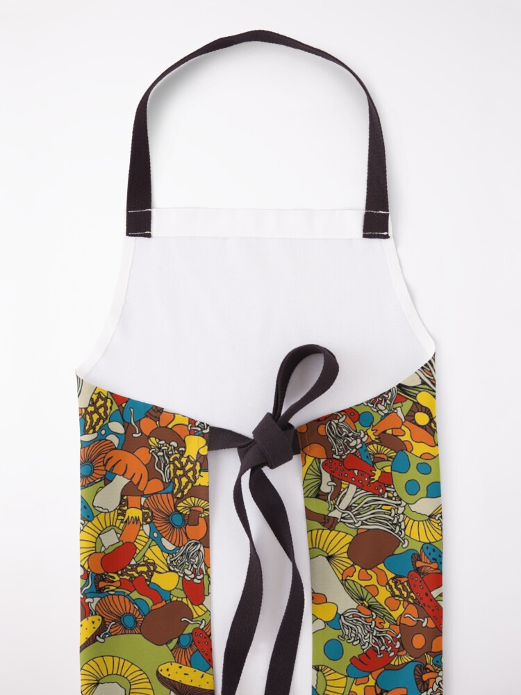 Alternate view of 70s psychedelic mushroom Apron