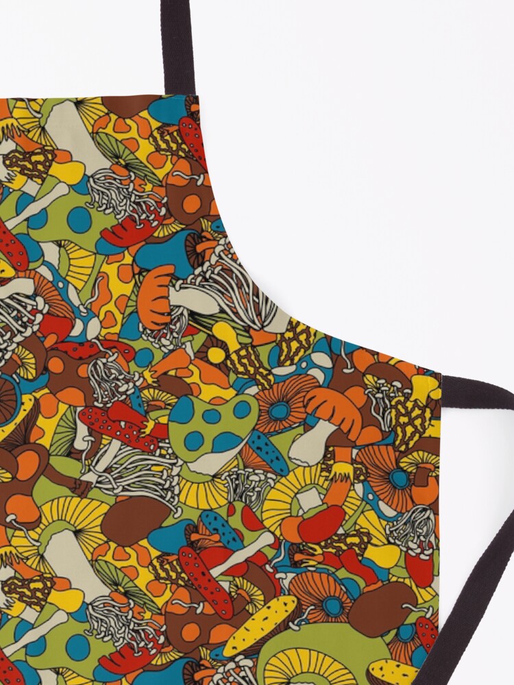Alternate view of 70s psychedelic mushroom Apron