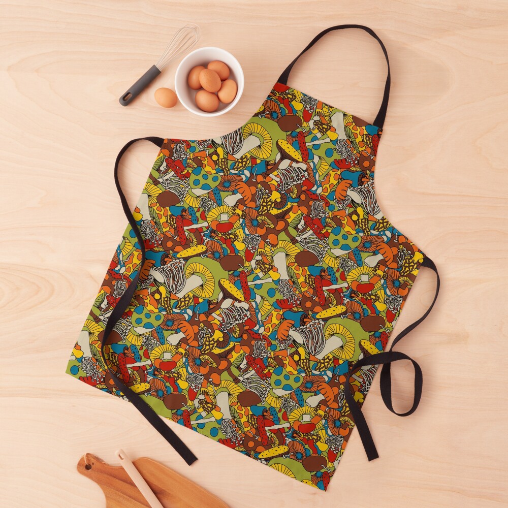 70s psychedelic mushroom Apron