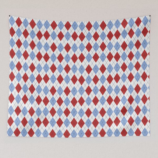 Item preview, Red and Blue jeans check printed pattern- bestselling masks designed and sold by August-E.