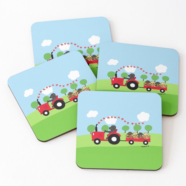 Item preview, Black Labrador Dad and his Kids and Tractor designed and sold by HappyLabradors.