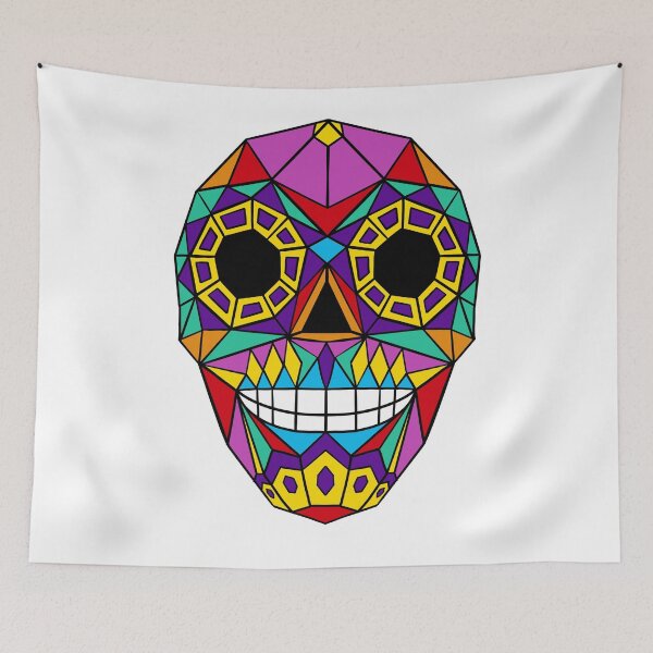 Aperçu de l'œuvre Crâne mexicain - Jour des morts - Coloré créée et vendue par Geometricshow.