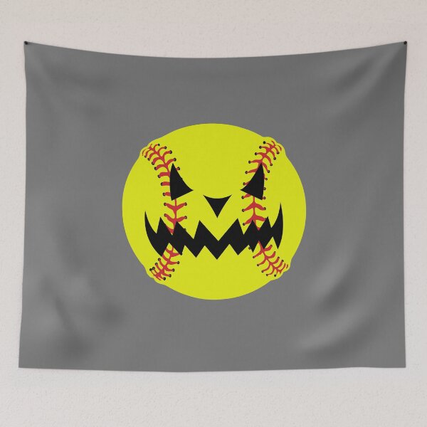 Item preview, Halloween Softball Pumpkin Jack O Lantern Face designed and sold by nikkidawn74.
