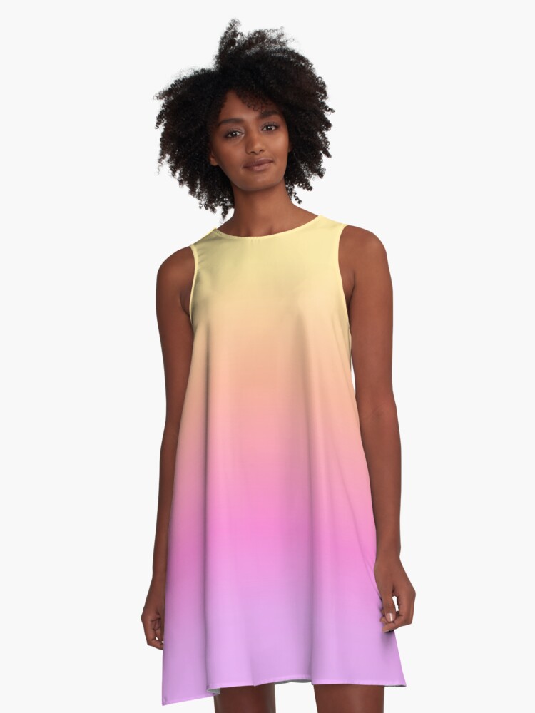 Summer Yellow Coral Pastel Pink Lilac Ombre Gradient A Line Dress for Sale by tabbygun Redbubble