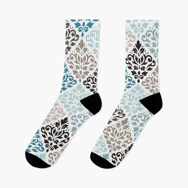 Item preview, Scroll Damask Pattern Teals Browns White designed and sold by NataliePaskell.