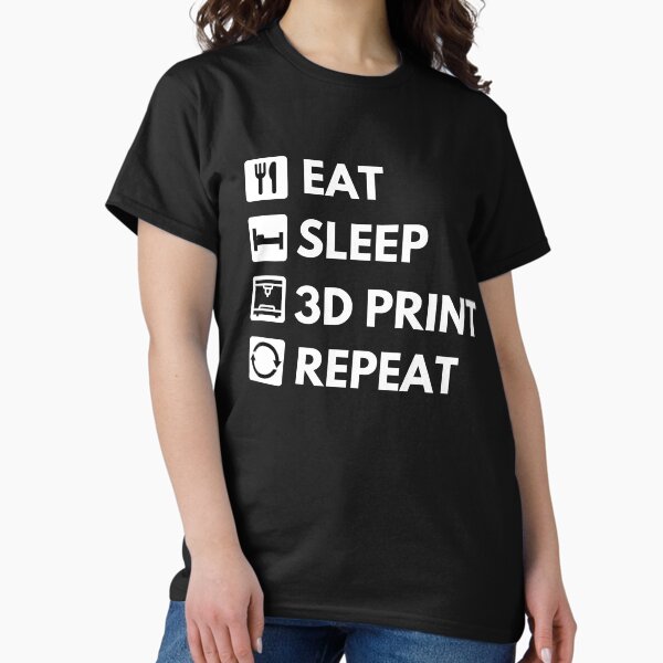 Vista previa del artículo con la obra «Eat Sleep 3D Print Repeat - Impresión 3D divertida», diseñado y vendido por GeniusEngineer.
