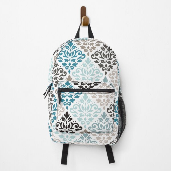 Item preview, Scroll Damask Pattern Teals Browns White designed and sold by NataliePaskell.