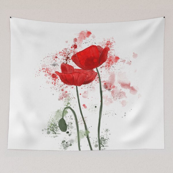 Item preview, Red Watercolor Poppies  designed and sold by LaurenHWyatt.