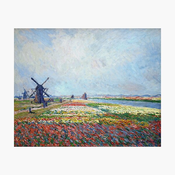Item preview, Claude Monet - Fields Of Flowers And Windmills Near Leiden, 1886 designed and sold by artcenter.