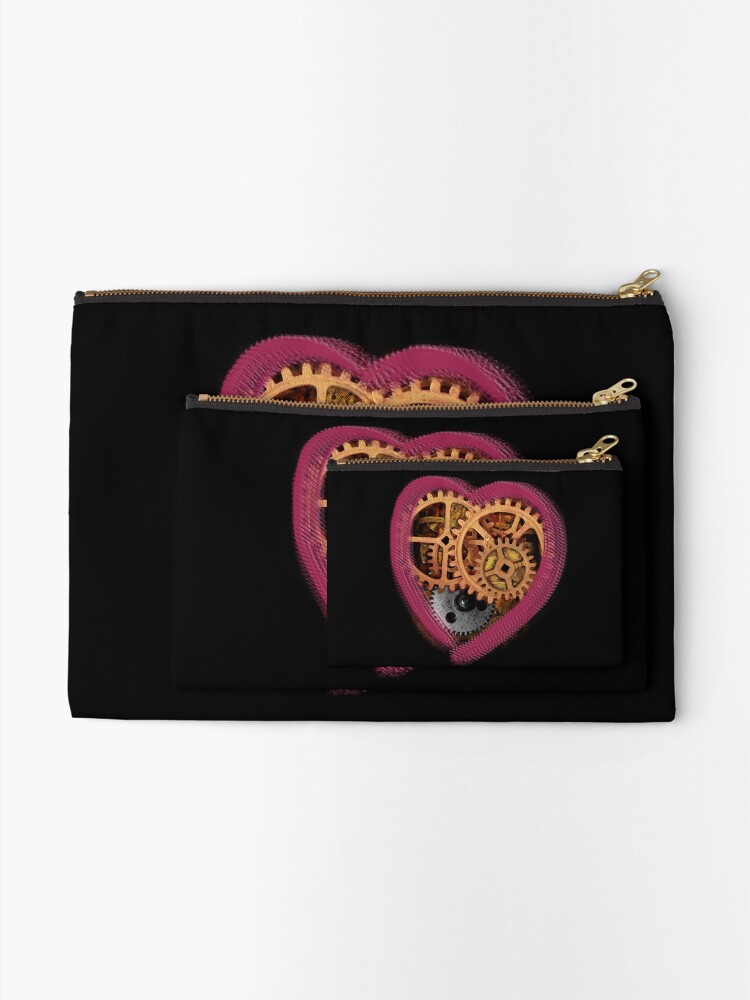 Alternate view of Cog and heart Zipper Pouch