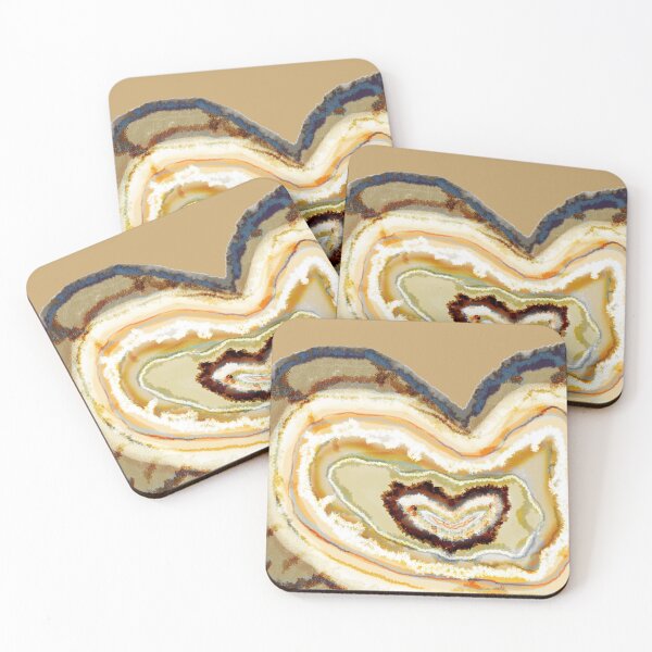 Item preview, Agate Heart Graphic Geode Blue Orange Brown Cream designed and sold by jocelynsart.