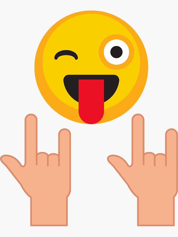 Pegatina «Rock On Emoji» de digitalsbypb Redbubble