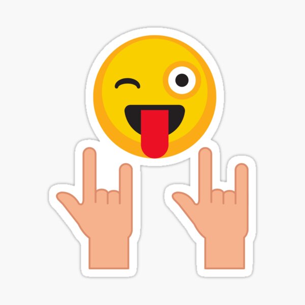 Pegatina «Rock On Emoji» de digitalsbypb Redbubble