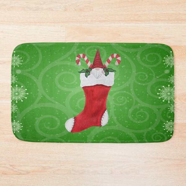 Item preview, Gnome in Christmas Stocking With Candy Canes Holly Leaves designed and sold by DeerSpirit.