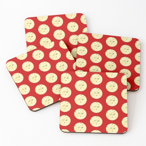 Item preview, green leaves yellow circle dot red background designed and sold by miaterinka.