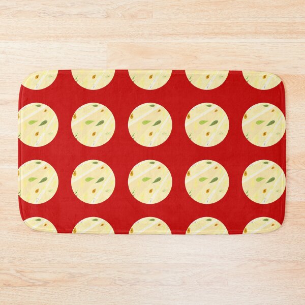 Item preview, green leaves yellow circle dot red background designed and sold by miaterinka.