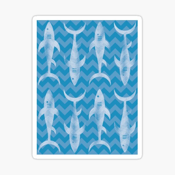 Vista previa del artículo con la obra «Tiburones en el agua», diseñado y vendido por makoshark.