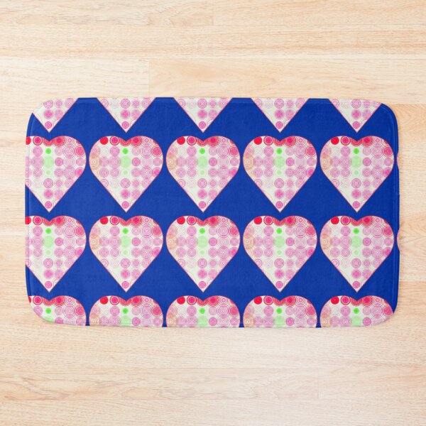 Item preview, pink circle heart blue background designed and sold by miaterinka.