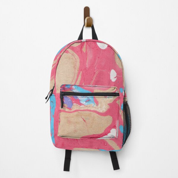 Item preview, TOMATO PINK CREAM AND BRIGHT BLUE MARBLING PAINT DESIGN designed and sold by ozcushionstoo.