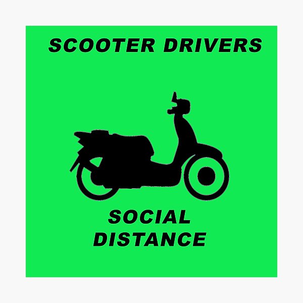 Social Distance Scooter Drivers Photographic Print