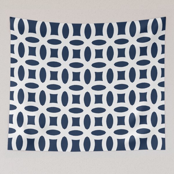 Item preview, Navy blue circle modern geometric pattern designed and sold by likebakerdo.