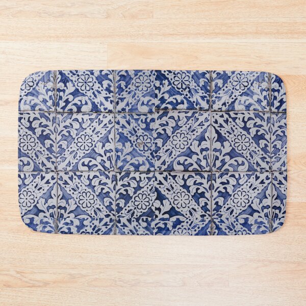 Item preview, Traditional blue Scandinavian Santorini folk art ornamental pattern photography  designed and sold by conceptDVS.