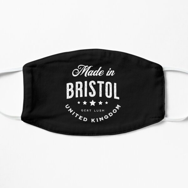 Made In Bristol, UK - Vintage Logo Text Design Flat Mask