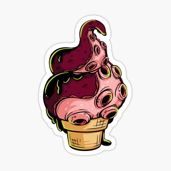 Octopus Tentacle Ice Cream Sticker For Sale By Supermara Redbubble