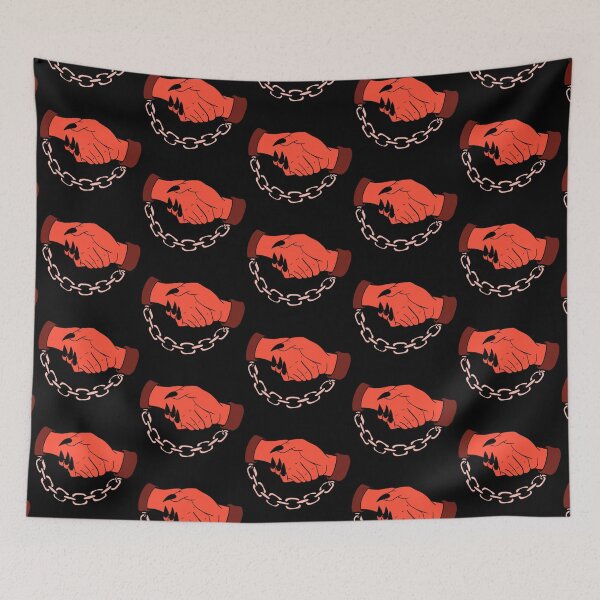 Item preview, deal with the devil, red hands shaking with a chain design designed and sold by Jenny Romeril.
