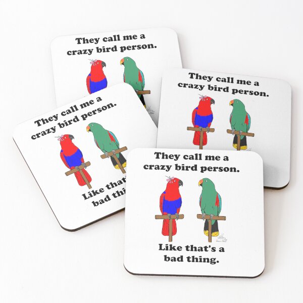 Item preview, Crazy Bird Person with Ecluctus Parrots designed and sold by Laughing Parrot Studio.