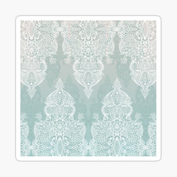 Lace & Shadows - soft sage grey & white Moroccan doodle Sticker
