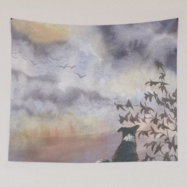 Item preview, Summer flight landscape with Border Collie dog designed and sold by SusanAlisonArt.