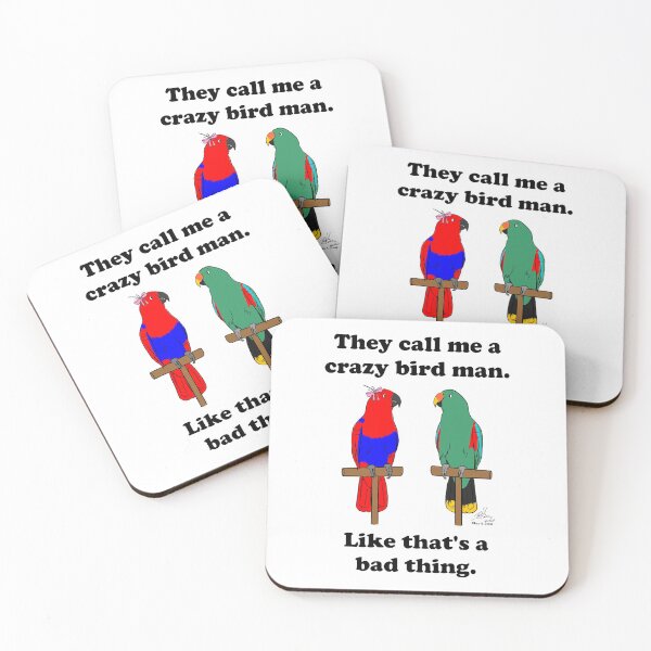 Item preview, Crazy Bird Man with Eclectus Parrots designed and sold by Laughing Parrot Studio.