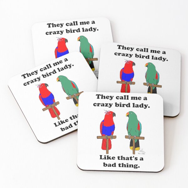Item preview, Crazy Bird Lady with Eclectus Parrots designed and sold by Laughing Parrot Studio.