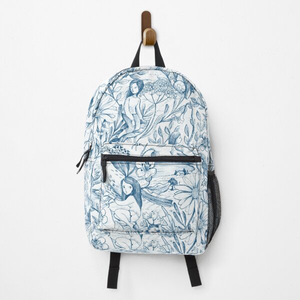 Item preview, Whimsical toile with lighthouse in blue and white designed and sold by Gaia Marfurt.