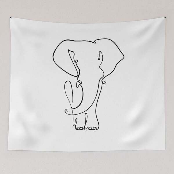 Item preview, Elephant line drawing in black designed and sold by SibMa.