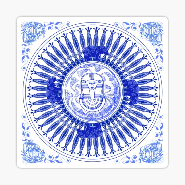 Egyptian Blue and White Hathor (SPODE INSPIRED) Sticker