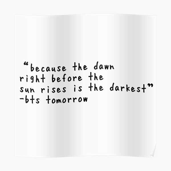 Bts Quote From Tomorrow Poster By Jintle Redbubble