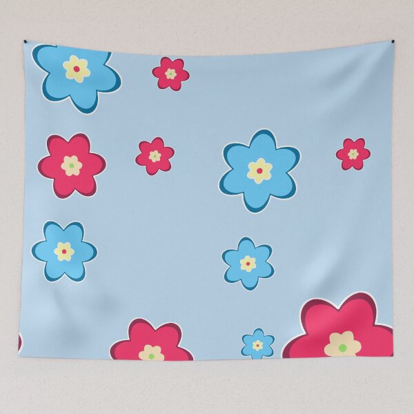 Item preview, vintage fantasy flowers over blue designed and sold by Filigranas Digitales.