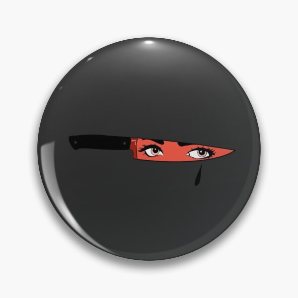 Item preview, red egirl face on knife reflection with a black droplet coming down design designed and sold by Jenny Romeril.