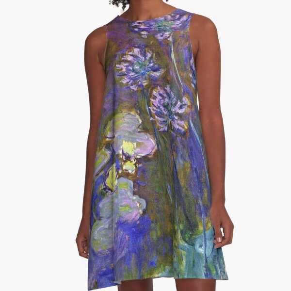 Claude Monet - Water Lilies And Agapanthus 1917 A-Line Dress