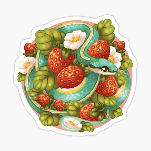 "Strawberry snake" Sticker for Sale by NatureDrawing Redbubble