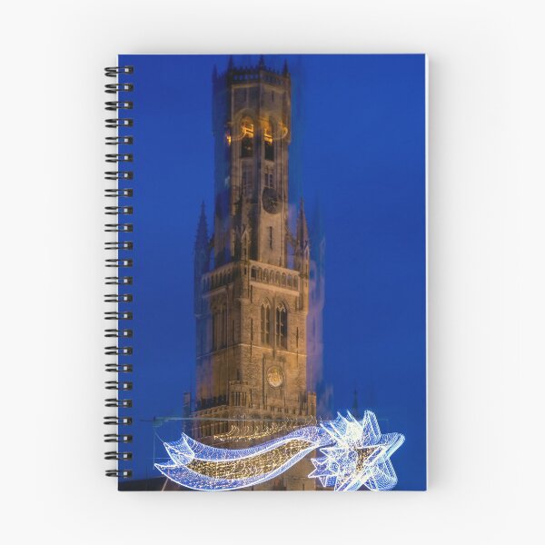 Item preview, Abstract image of Belfry of Bruges with Christmas decoration designed and sold by lena-maximova.