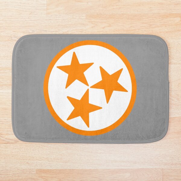 White & Orange Tri-Star Bath Mat